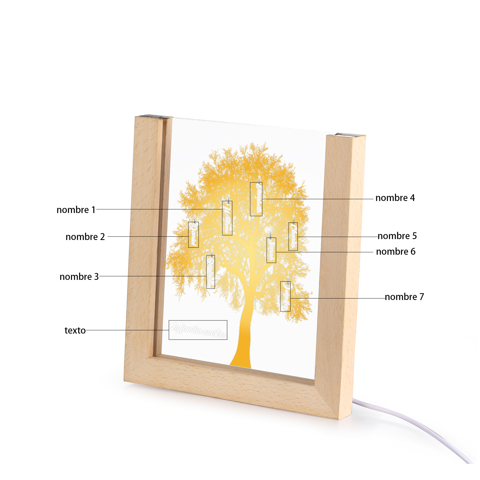 A mi mamá/abuela-Lámpara Personalizada con 2-8 Nombres y Texto "árbol" 3D Ilusión Luz de Noche-Jessemade ES