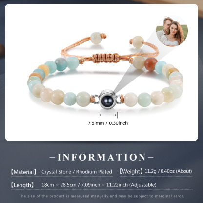 Pulsera de perlas de cristal con proyección de foto en color-Jessemade ES