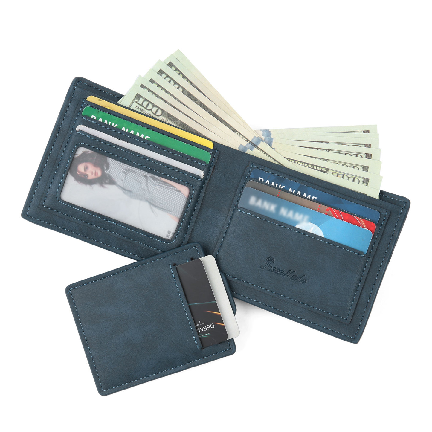 Cartera, billetera personalizada con 1 foto, 1 nombre y 1 letra monedero para hombre-Jessemade ES