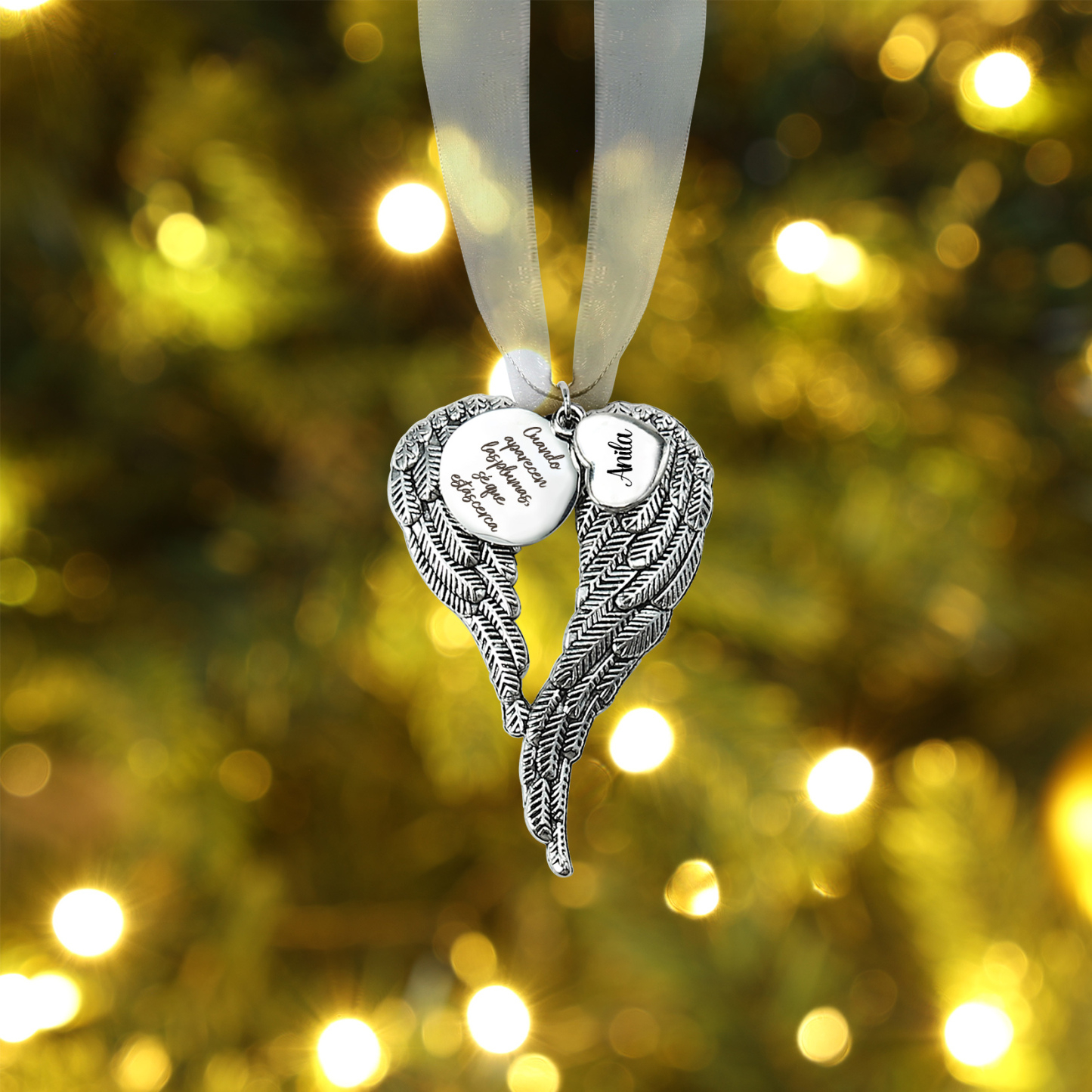 Adorno navideño de alas conmemorativo Adorno de Navidad 1 nombre personalizado 