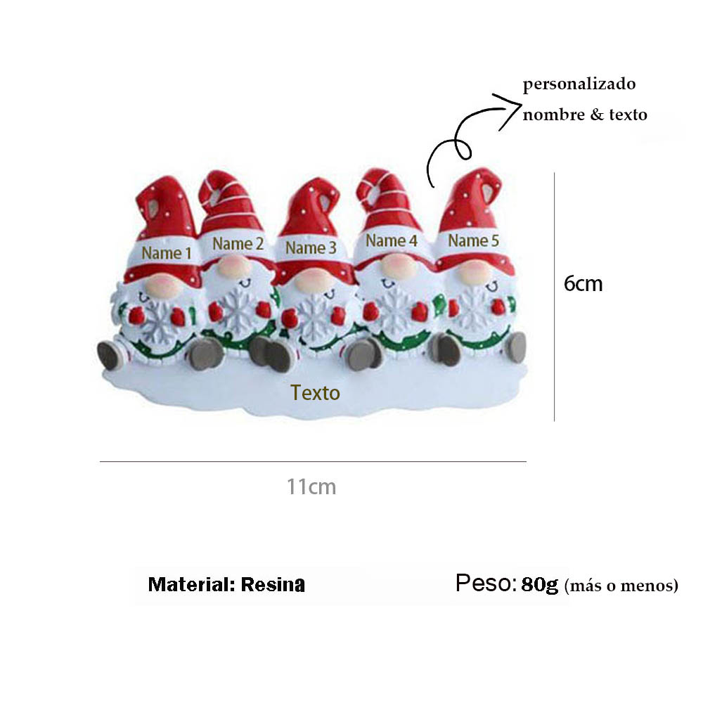 Navidad-Ornamento muñecos navideño de resina 3 nombres y 1 texto personalizados de la familia adorno del árbol