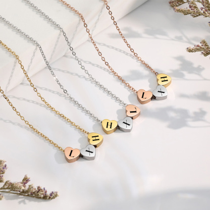 Collar de corazones personalizado con 3 letras-Jessemade ES