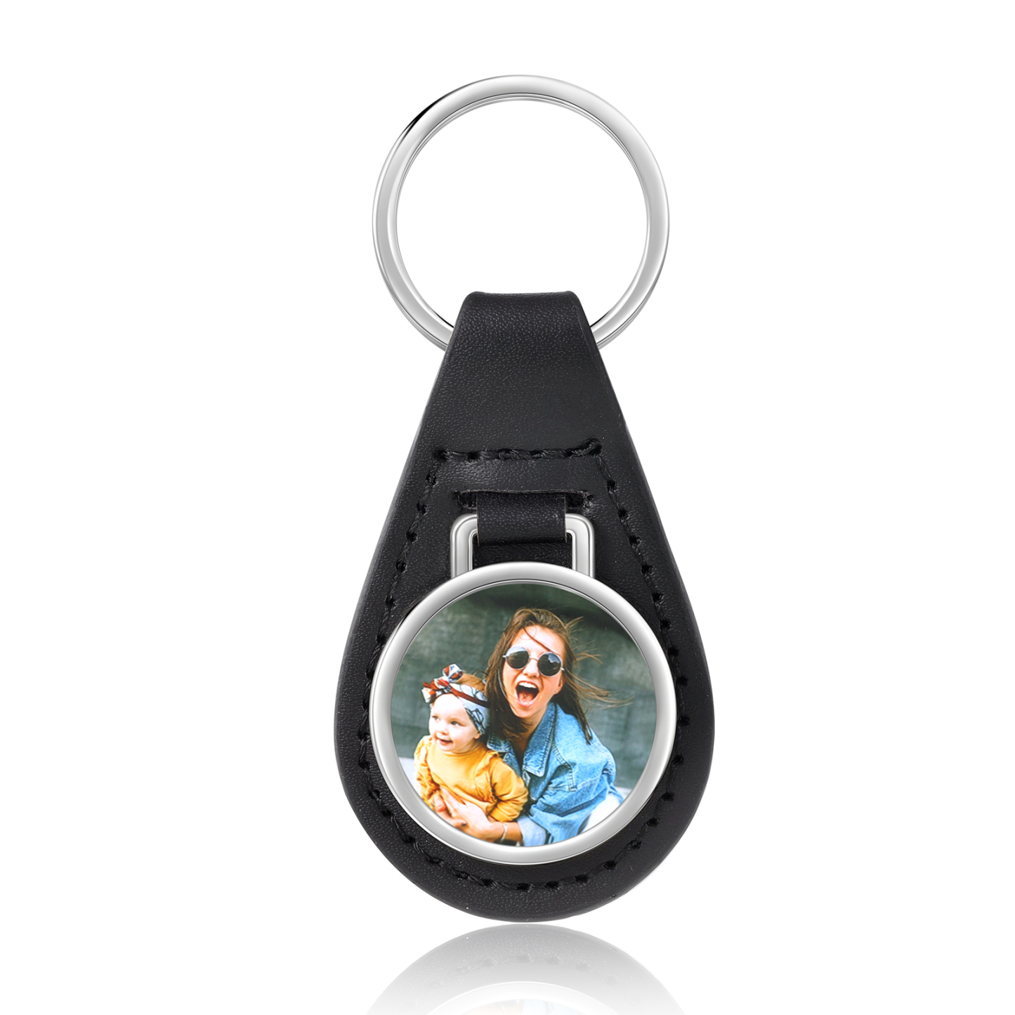 A mi mamá - Llavero de cuero personalizado con 1 foto-Jessemade ES
