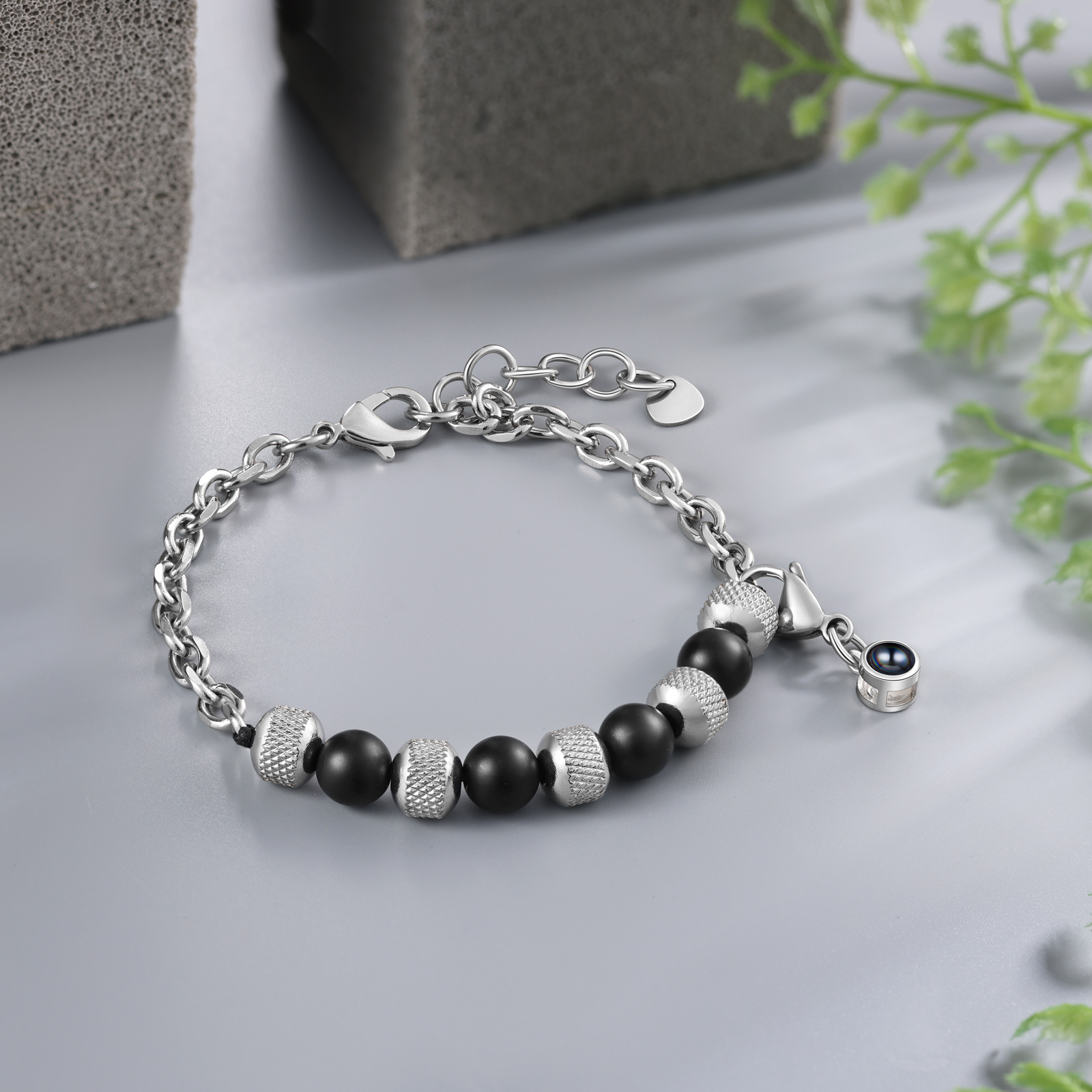 Pulsera de piedras con colgante de proyección de foto en color -Jessemade ES