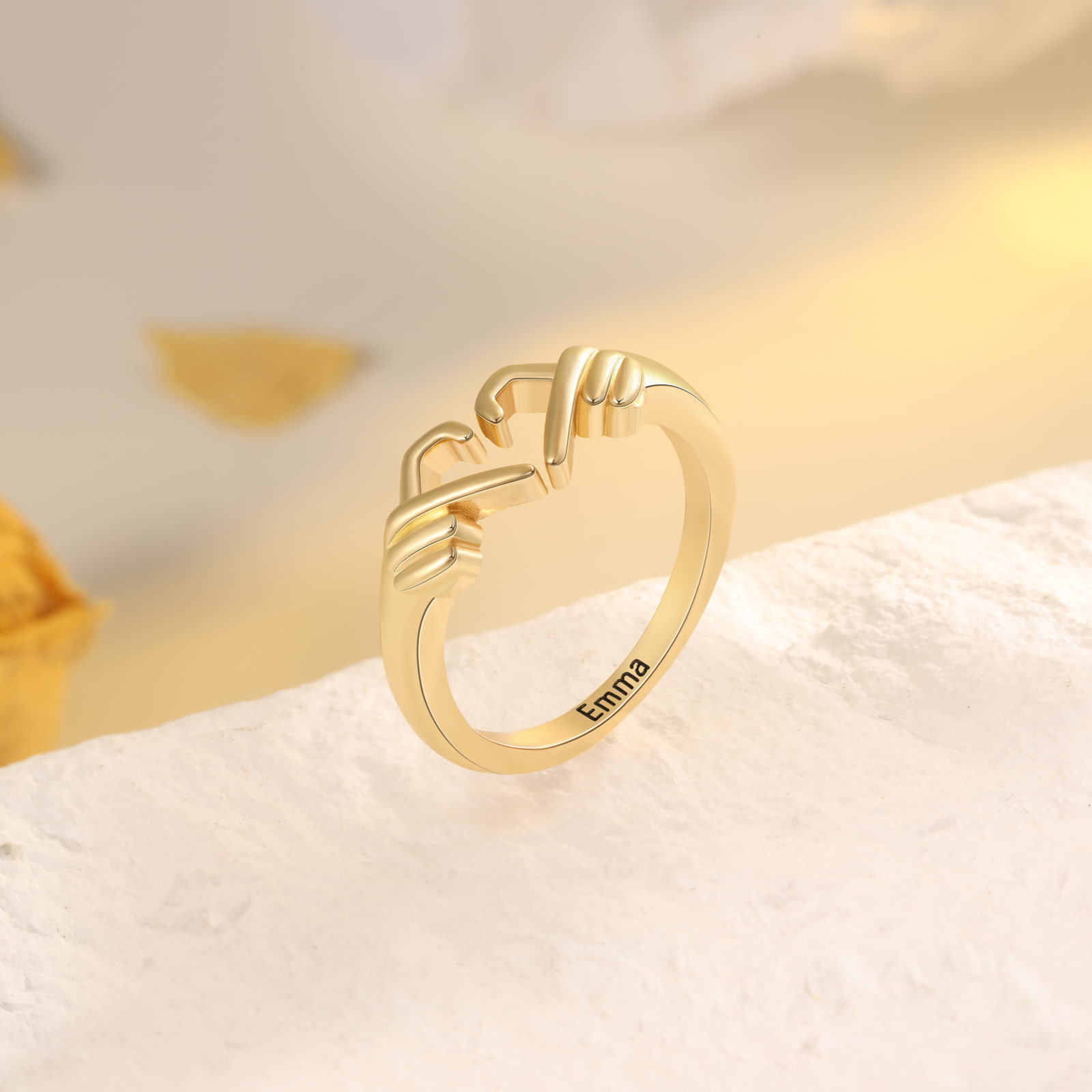 Anillo de gesto del corazón personalizado con 1 nombre