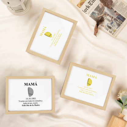 A mi mamá-Marco de luna del día que nació personalizado con fecha y texto con lámpara-Jessemade ES