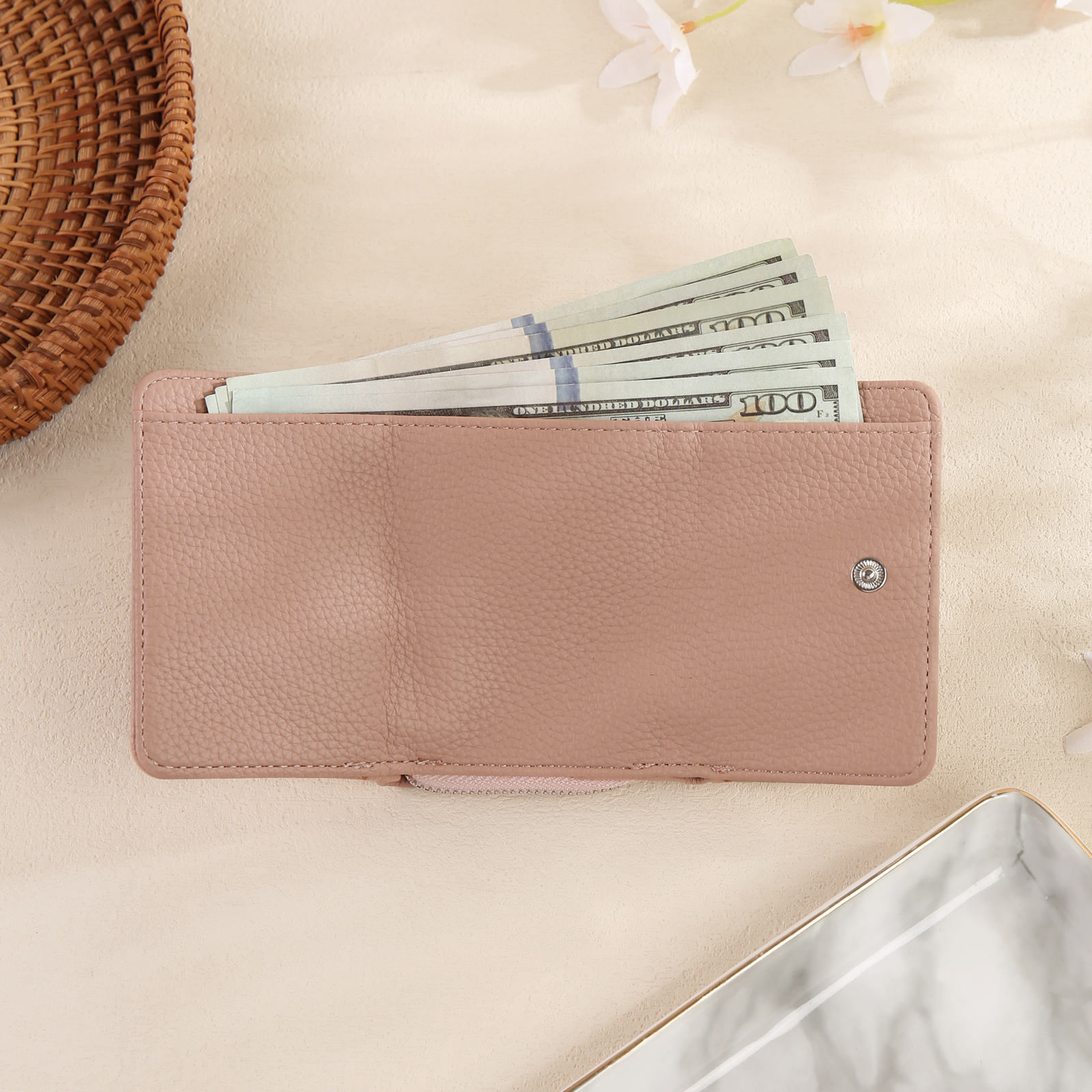 Cartera, billetera con 1 texto y 1 foto personalizados monedero clásico para mujer