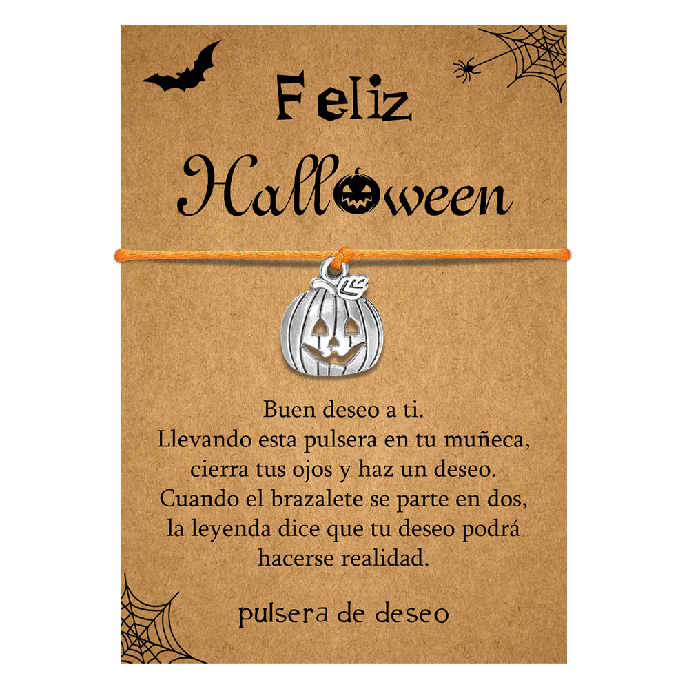 Pulsera de deseos-Unidad de pulsera y tarjeta de calabaza🎃 ¡Feliz Halloween!-Jessemade ES