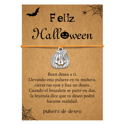 Pulsera de deseos-Unidad de pulsera y tarjeta de calabaza🎃 ¡Feliz Halloween!-Jessemade ES