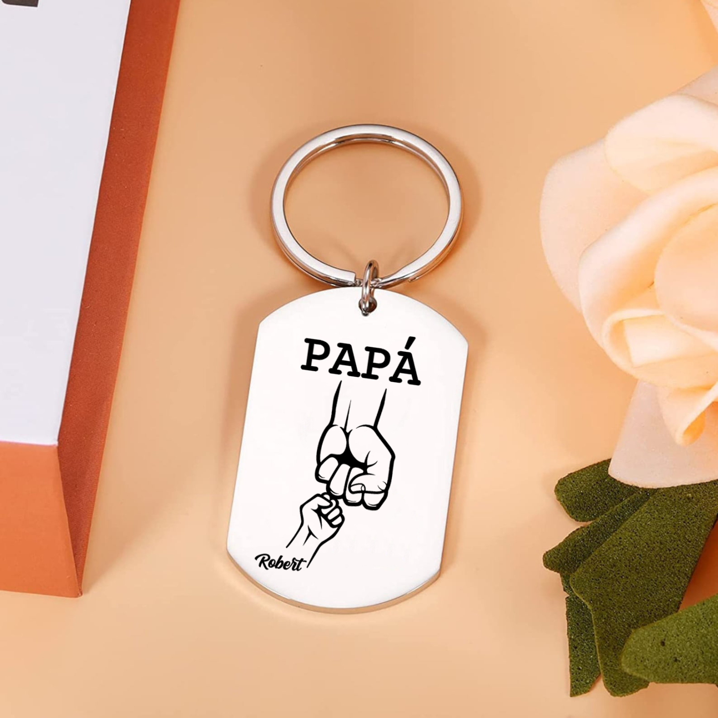 A Mi Papá-Llavero Personalizado Puño con Puño 1 Nombre-Jessemade ES