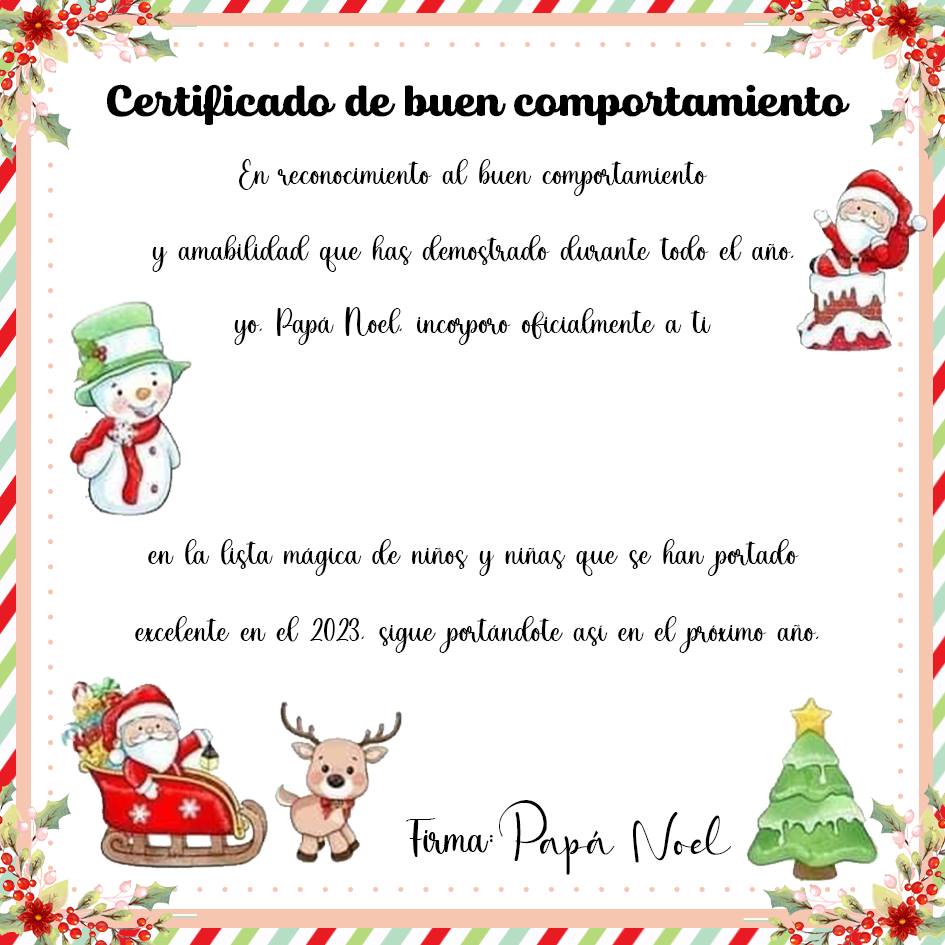Una tarjeta-Certificado de Papá Noel-Jessemade ES