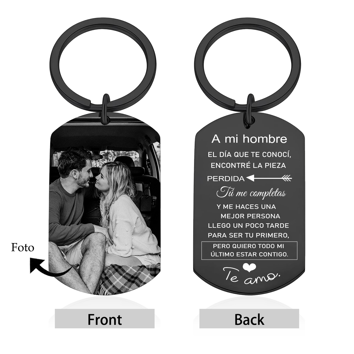 Llavero a mi hombre para pareja "Eres mi pieza perdida" 1 foto personalizada