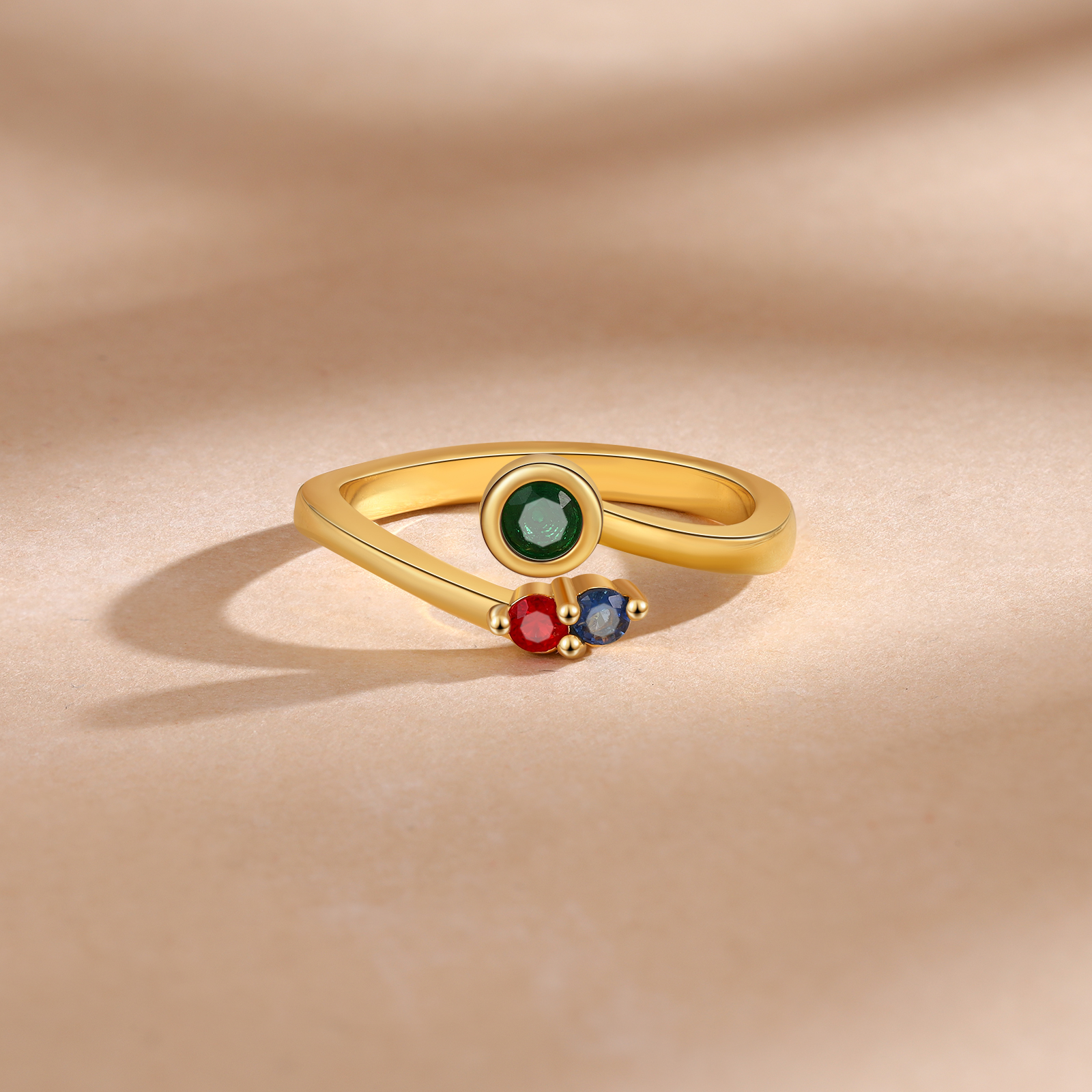 Anillo personalizado con 2-5 piedras de nacimiento anillo ajustable-Jessemade ES