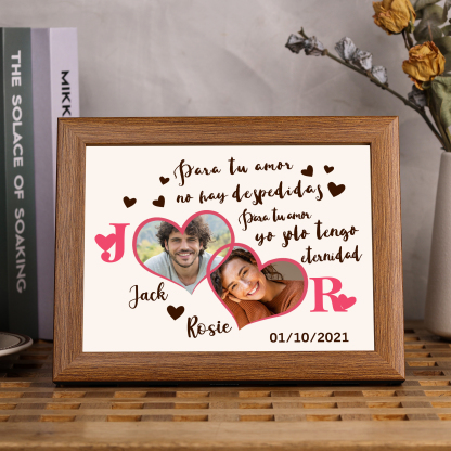 Marco de 2 fotos de madera para pareja 2 nombres, 2 letras y fecha personalizados  | Jessemade