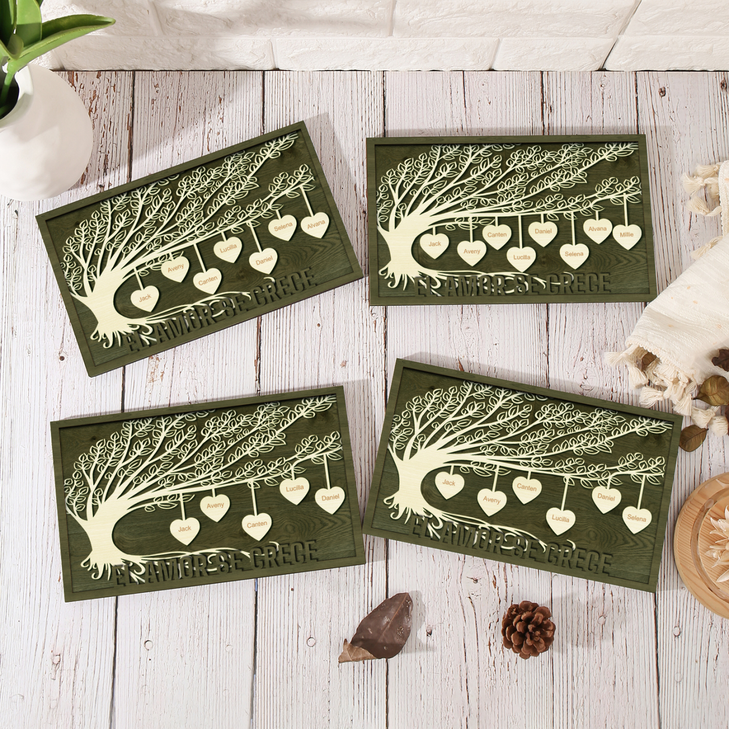 A mi mamá/abuela-Adorno 2-8 nombres personalizados decoración de madera árbol de la vida-Jessemade ES