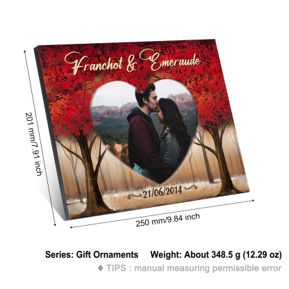 Lámina "árbol de amor" marco de madera para pareja 2 nombres personalizados con fecha y foto-Jessemade ES