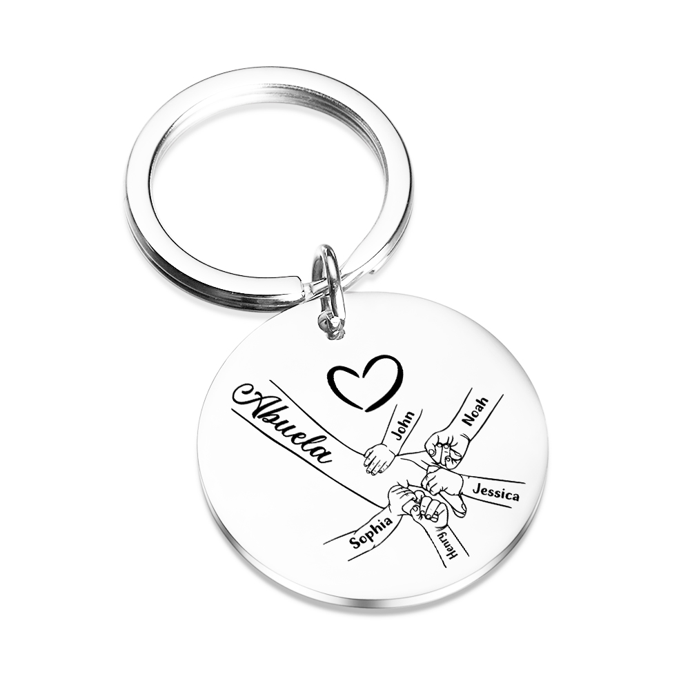 A mi abuela - Llavero 1-6 Nombres Personalizado MANOS COGIDAS-Jessemade ES