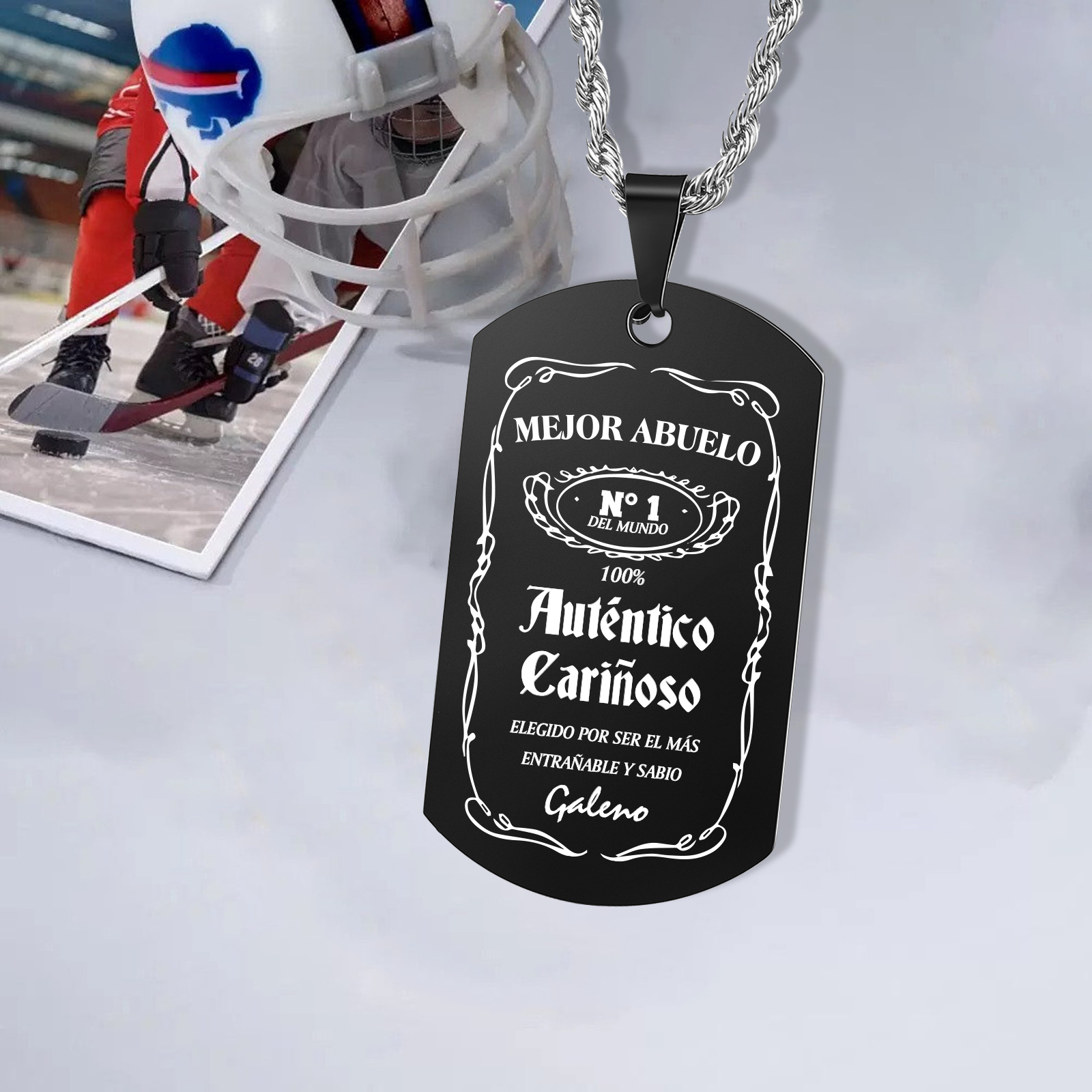 A MI ABUELO-Collar mejor abuelo de placa personalizada con 1 nombre-Jessemade ES