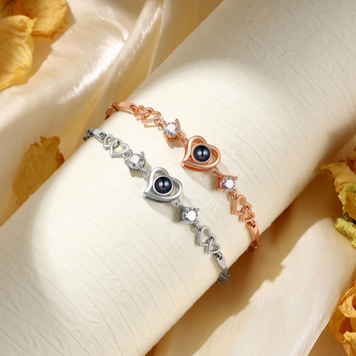 Pulsera con dije de corazón con proyección de foto en color para mujer, Brazalete de proyección-Jessemade ES