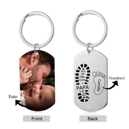A mi papá-Llavero 1-5 Nombres Personalizados Huellas de Pie