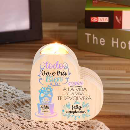 Cumpleaños-Candelero en forma de corazón con nombre y fecha personalizados-Jessemade ES