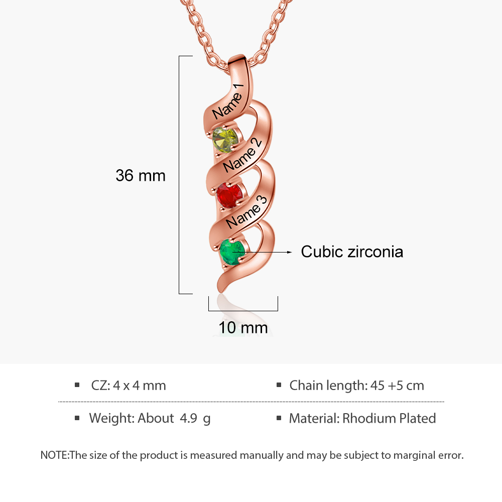 Collar de DNA 2-7 nombres y piedras personalizados-Jessemade ES