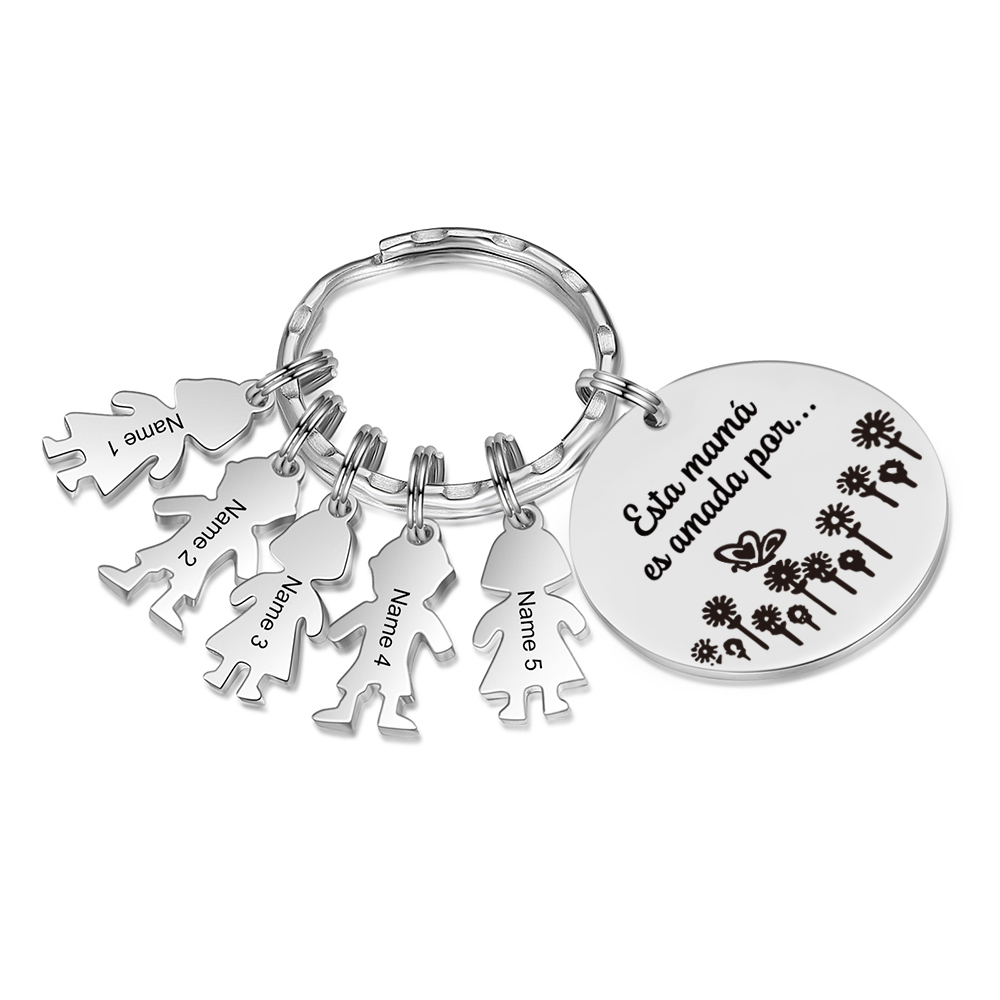 A mi mamá - Llavero con 5 nombres personalizados en "niños"-Jessemade ES