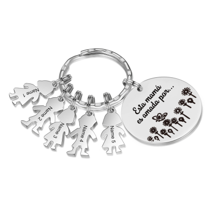 A mi mamá - Llavero con 5 nombres personalizados en "niños"-Jessemade ES