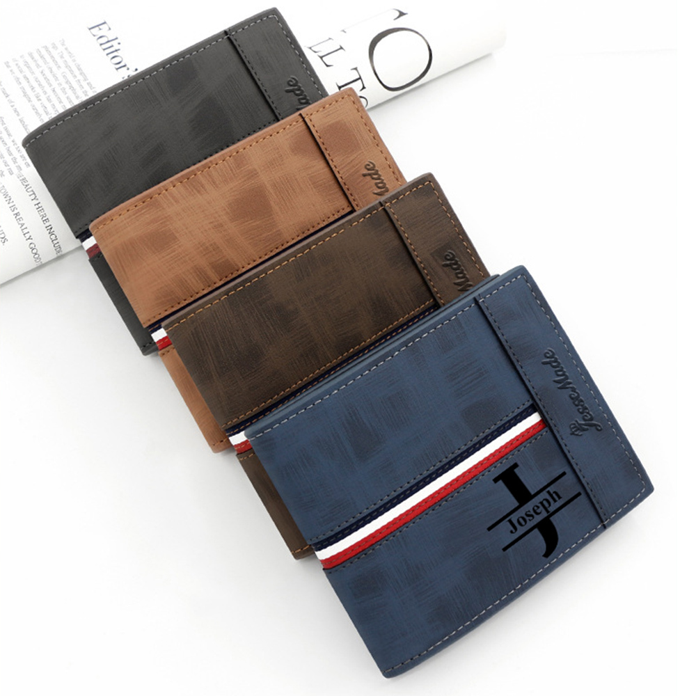 Cartera, billetera personalizada con 1 foto, 1 nombre y 1 letra monedero para hombre-Jessemade ES