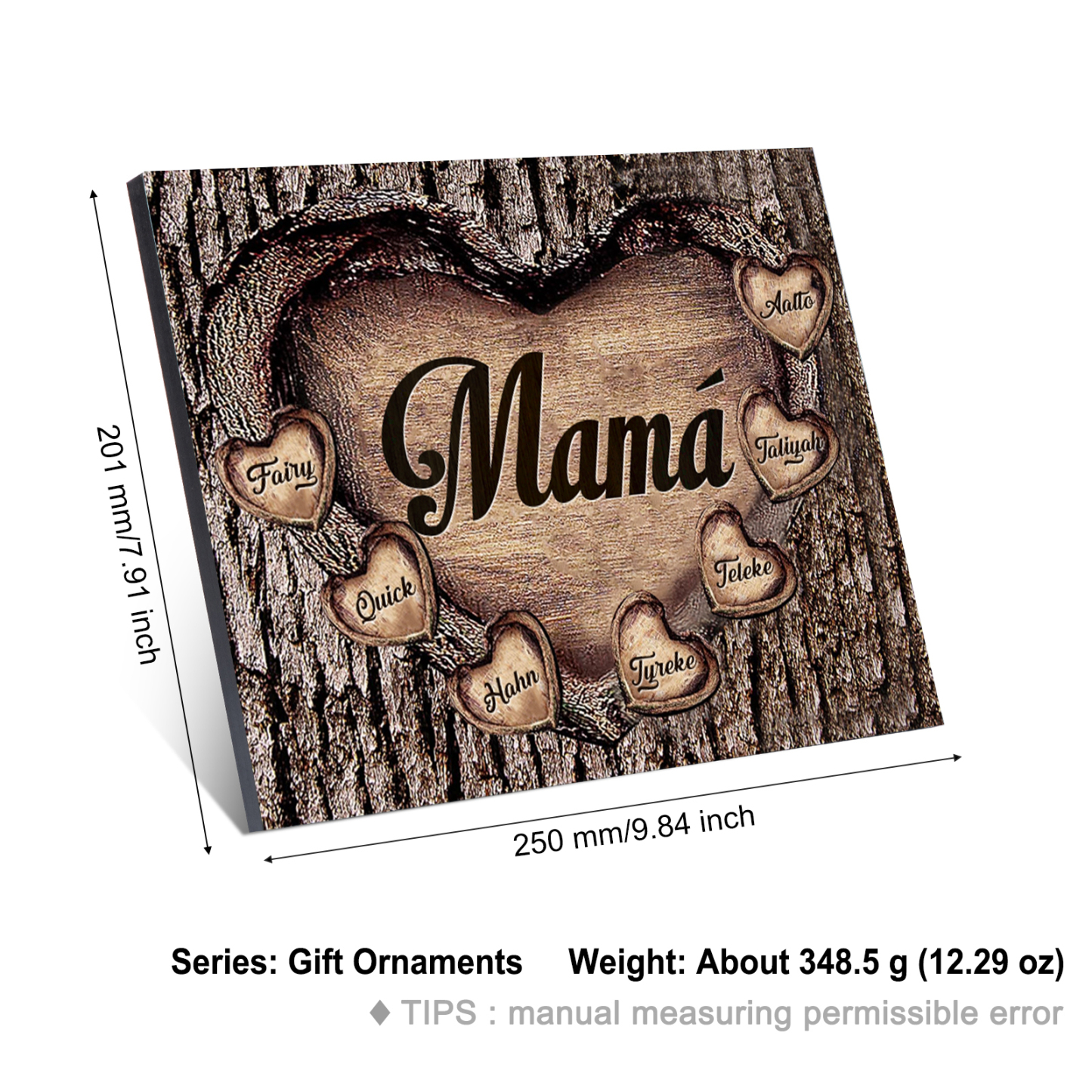 A mi mamá-Lámina marco de madera para mamá personalizado con 7 nombres-Jessemade ES