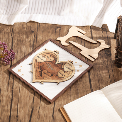 A mi mamá-Adorno 2-6 nombres personalizados decoración de madera de corazón-Jessemade ES