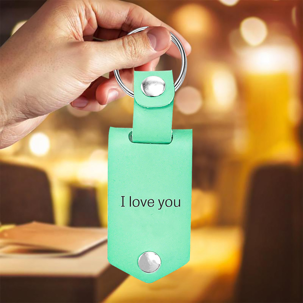 Llavero para pareja de cuero personalizado con texto y foto-Jessemade ES