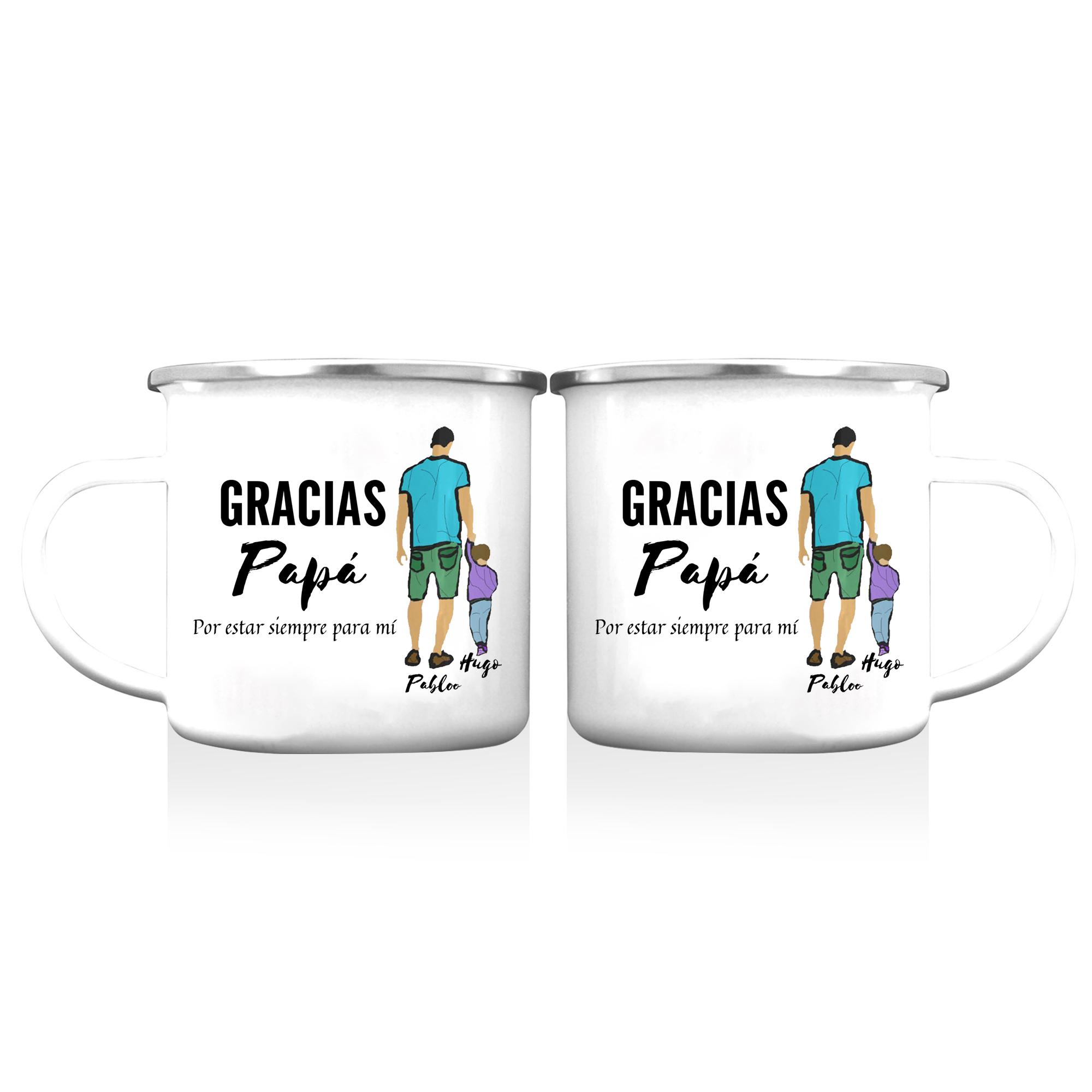 Taza para papá con 2 nombres personalizados-Jessemade ES