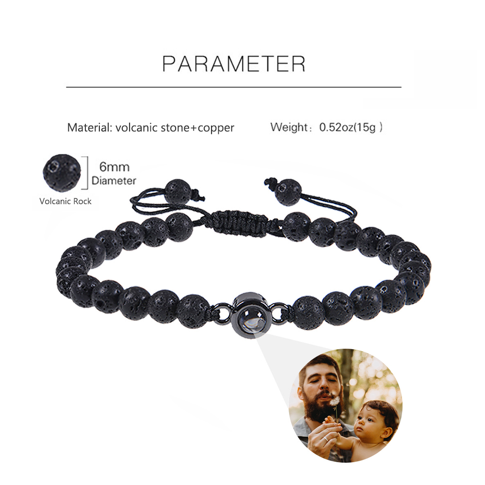 A mi papá-Pulsera de perlas con proyección de foto en color para hombre-Jessemade ES