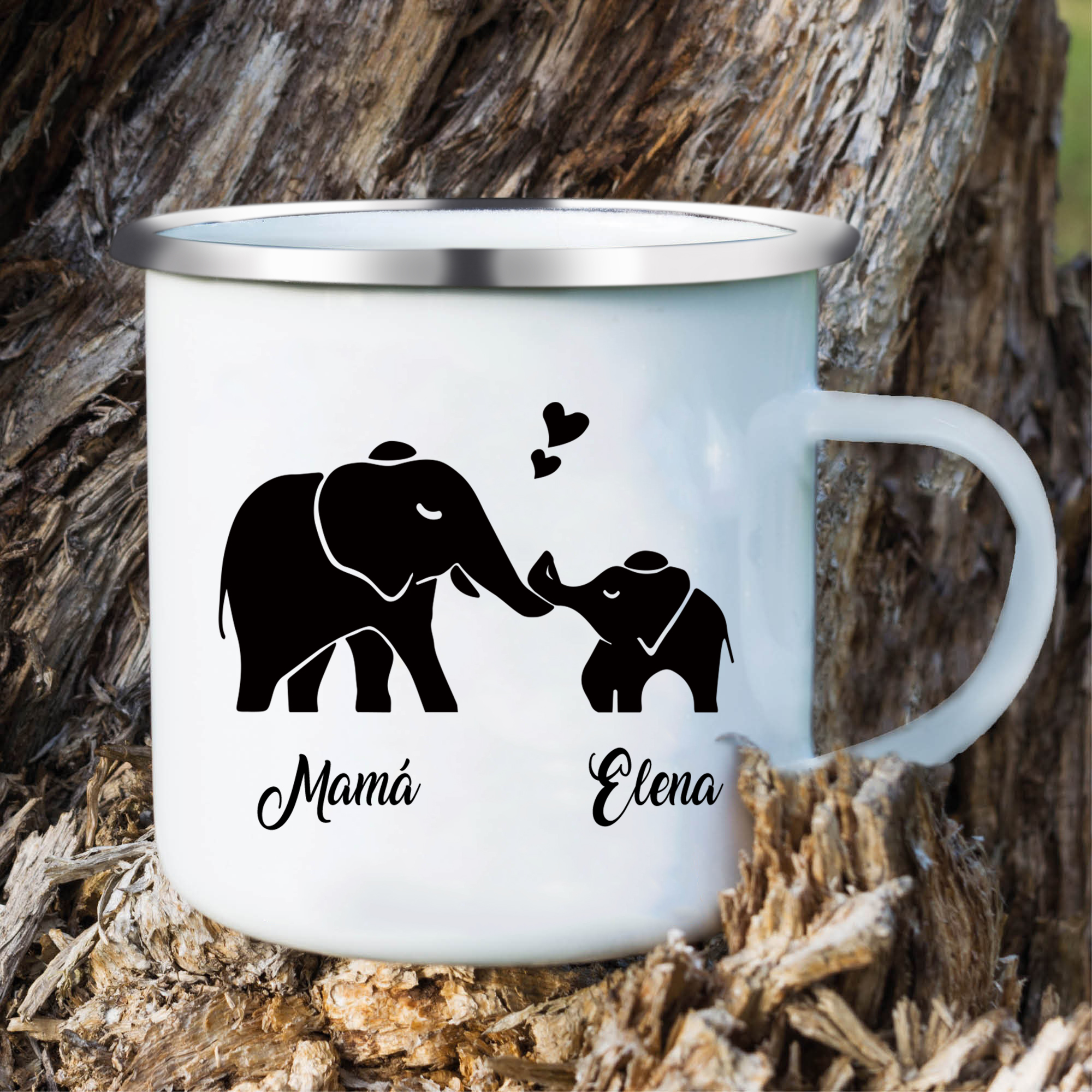 Taza para familia elefantes 2 nombres personalizados-Jessemade ES