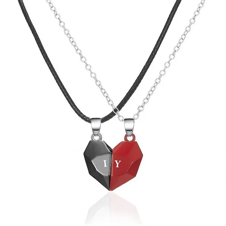A mi amor-Collares personalizados para pareja con dije de corazón de rompecabezas magnético grabado de dos letras-Jessemade ES