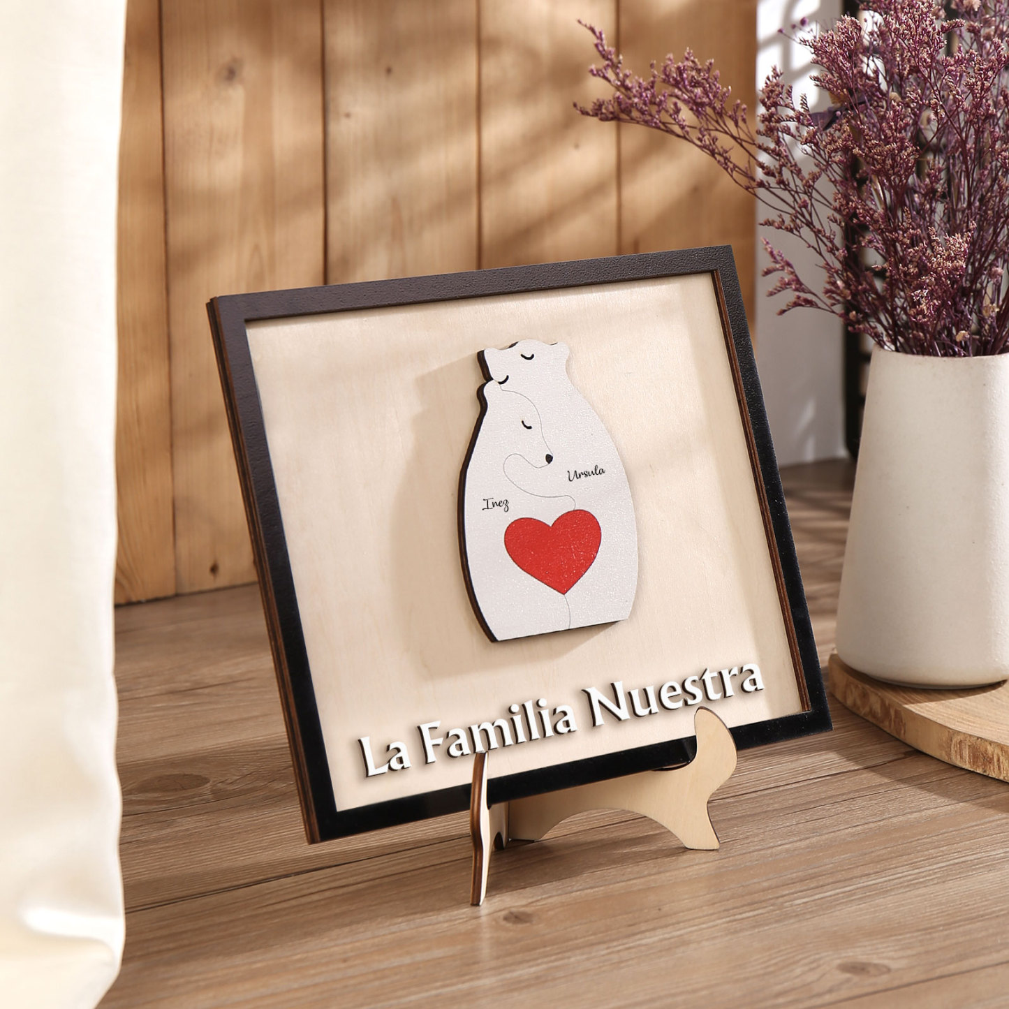 A familia-Adorno 2-6 nombres personalizados decoración de madera familia de canguros-Jessemade ES