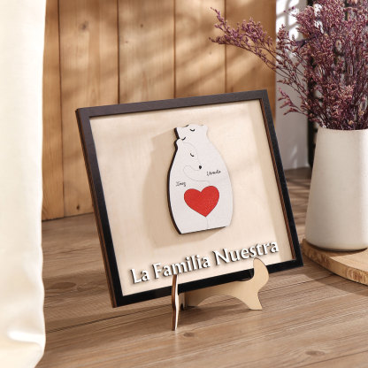 A familia-Adorno 2-6 nombres personalizados decoración de madera familia de canguros-Jessemade ES