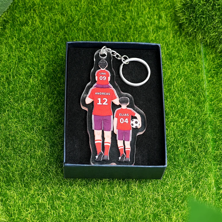 Llavero de acrílico fútbol papá y niños 1-4 nombres y personajes personalizados