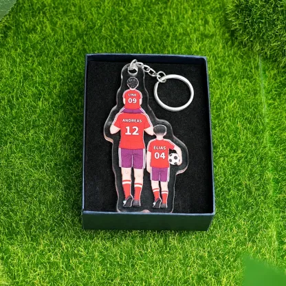 Llavero de acrílico fútbol papá y niños 1-4 nombres y personajes personalizados