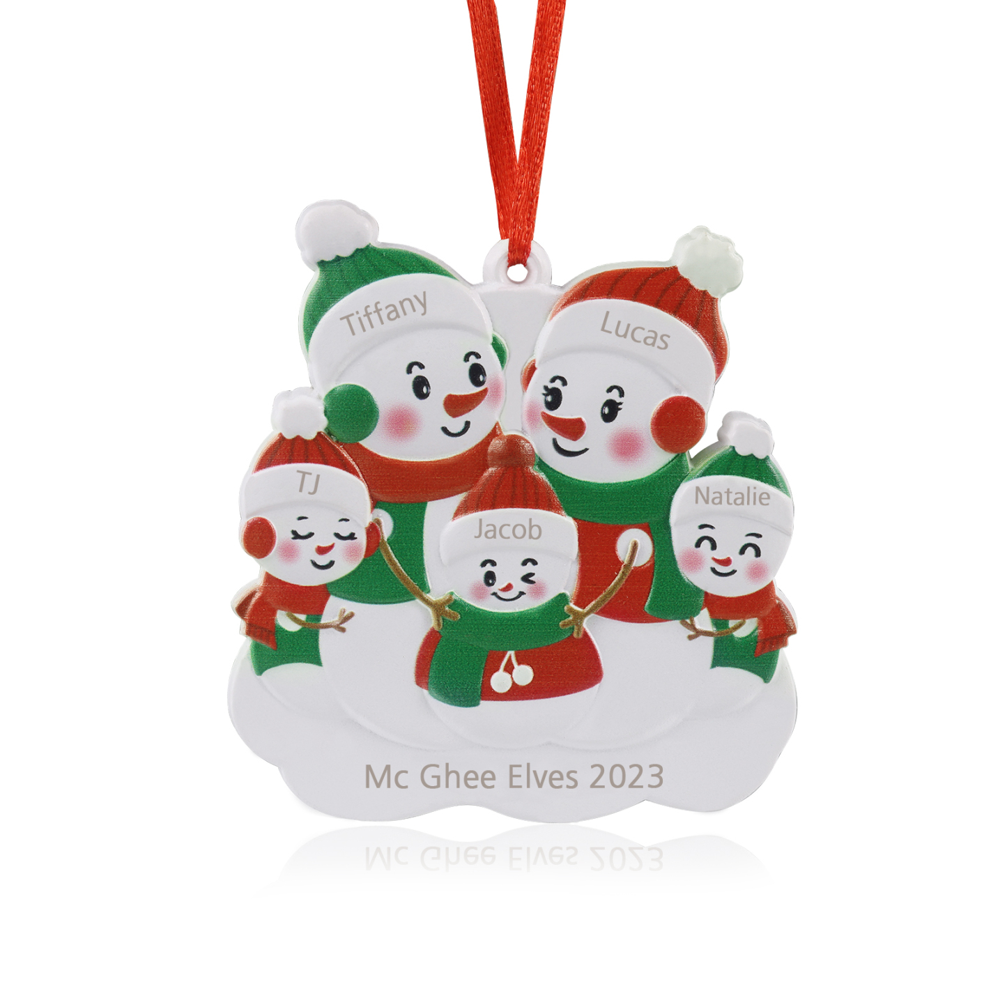 Navidad-Ornamento de resina con muñecos de nieve 5 nombres personalizados con texto adorno de árbol