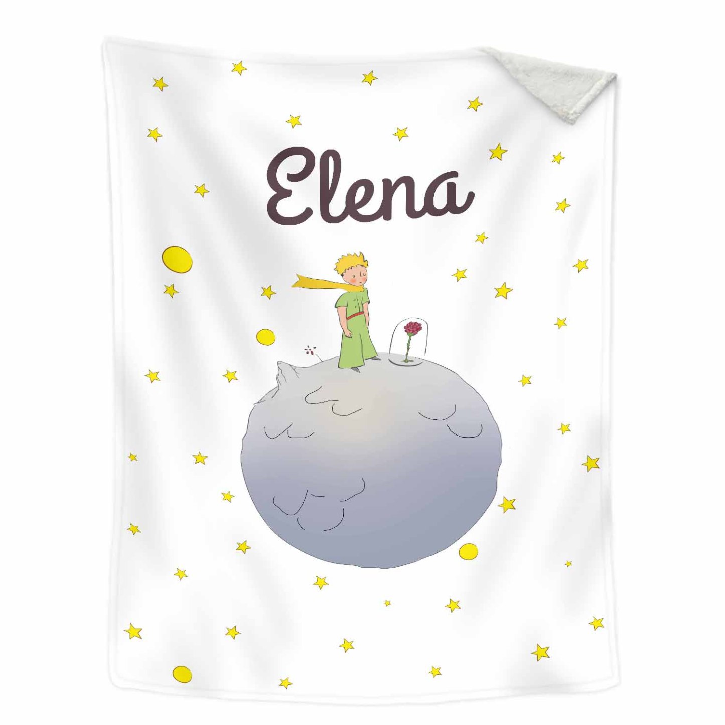 Manta de buen calidad con Príncipe y su rosa y personalizada con 1 nombre-Jessemade ES