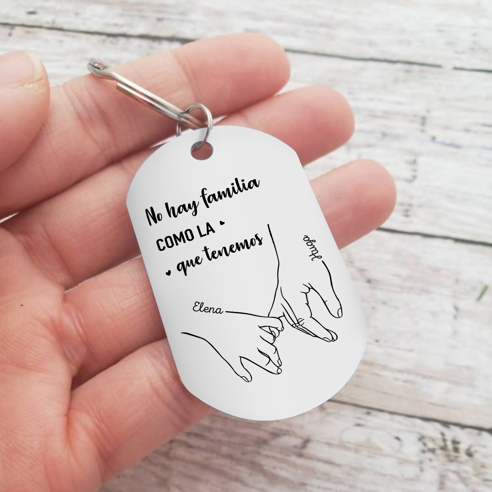 A familia-Llavero Personalizado MANOS COGIDAS 2-6 Nombres-Jessemade ES