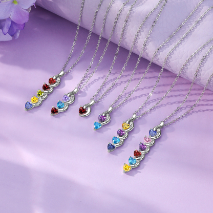 Collar de corazón 1-6 nombres y piedras personalizados-Jessemade ES