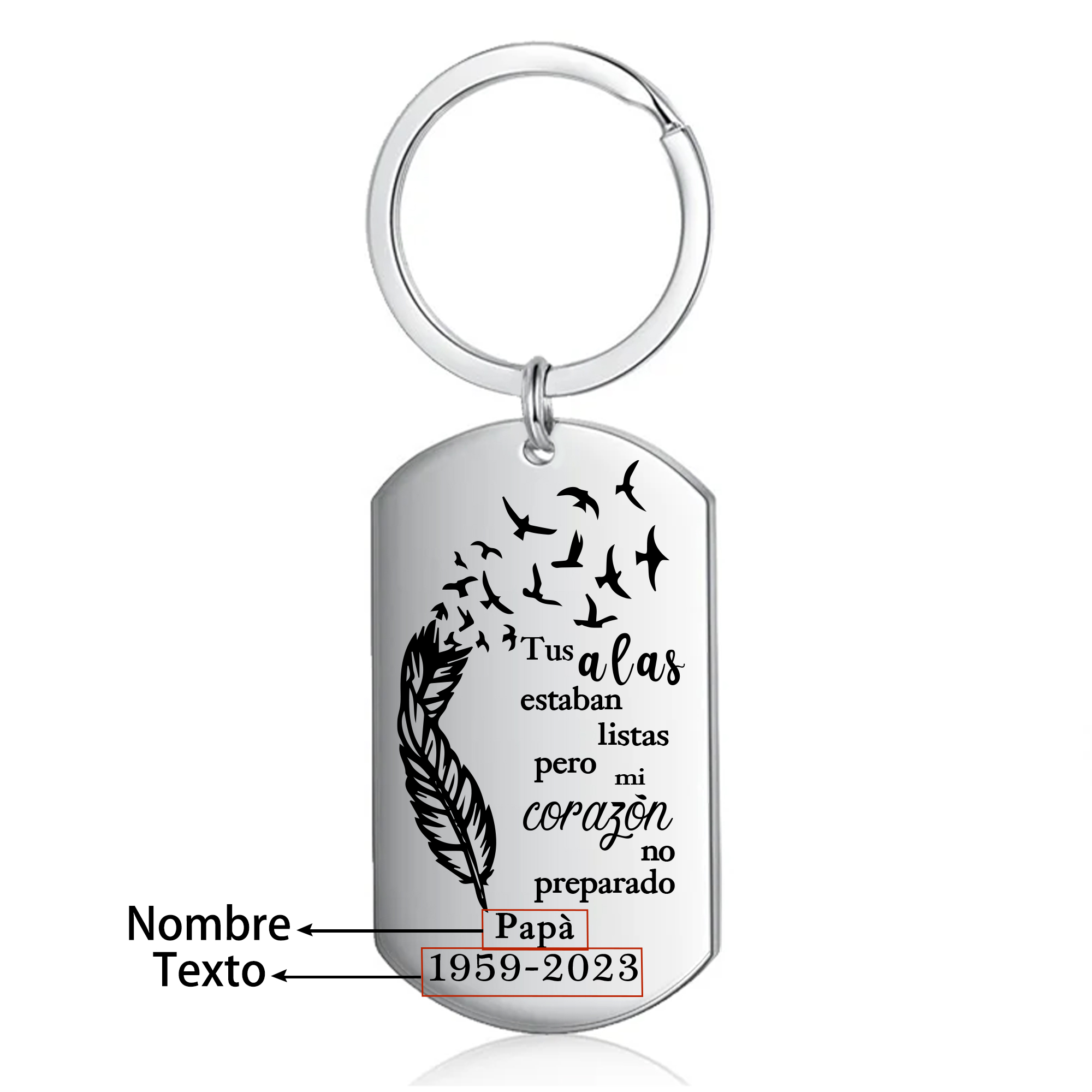 Llavero conmemorativo a un ser querido personalizado con nombre y año-Jessemade ES