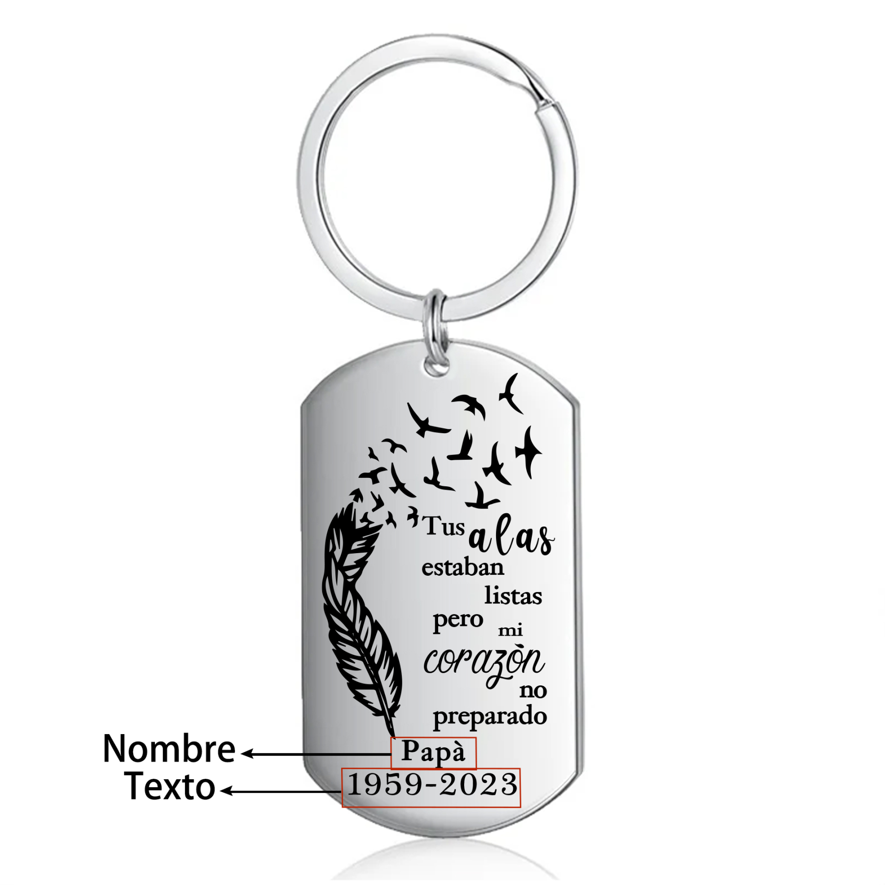 Llavero conmemorativo a un ser querido personalizado con nombre y año-Jessemade ES