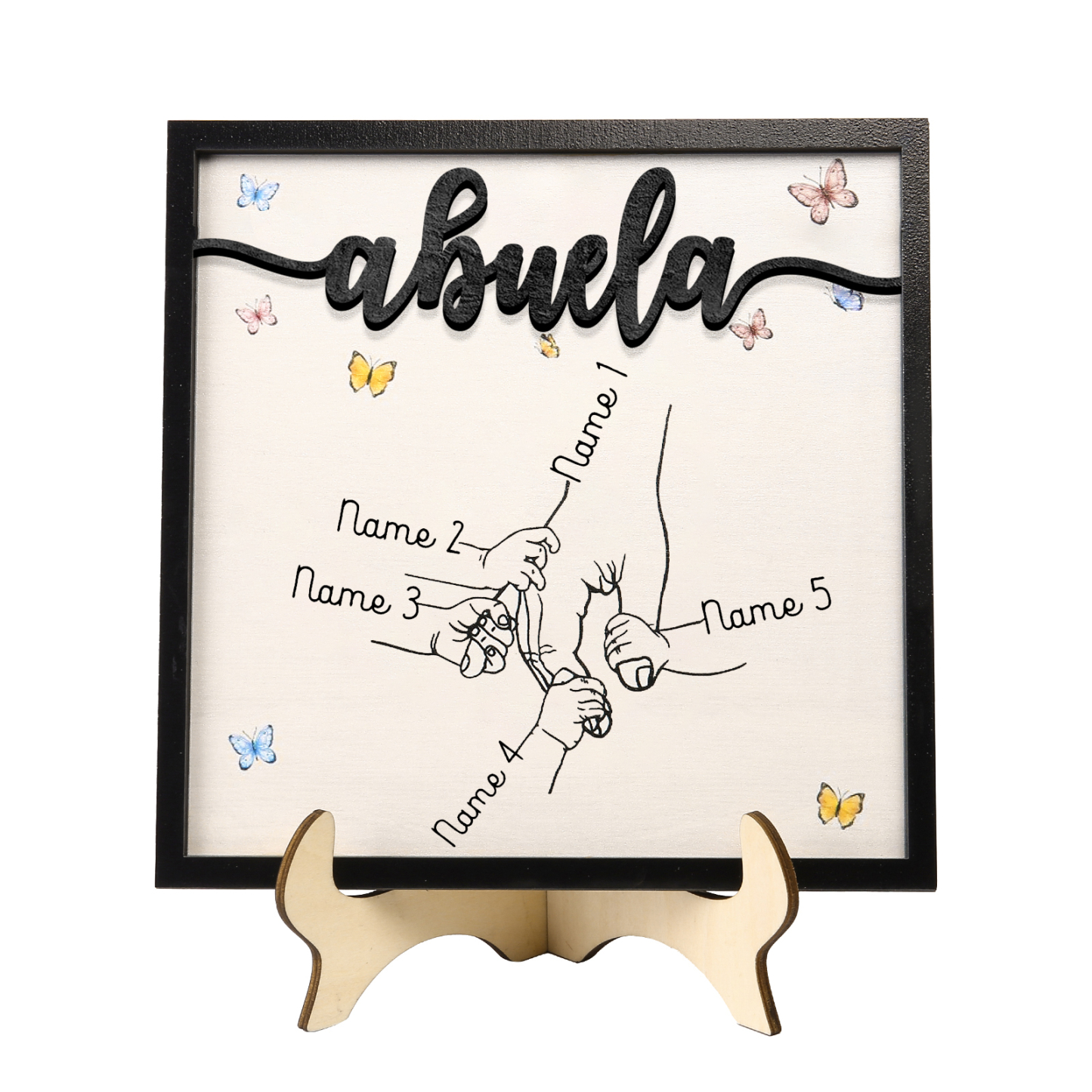 A mi abuela-Adorno 2-7 nombres personalizados decoración de madera mano con manitos-Jessemade ES