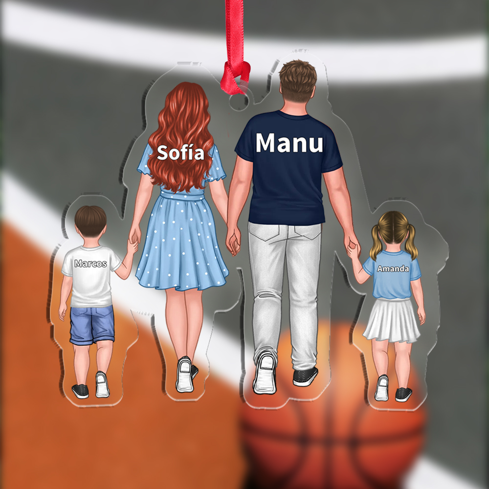 Llavero de acrílico papá, mamá y niños mano con manitos 2-10 nombres y personajes personalizados