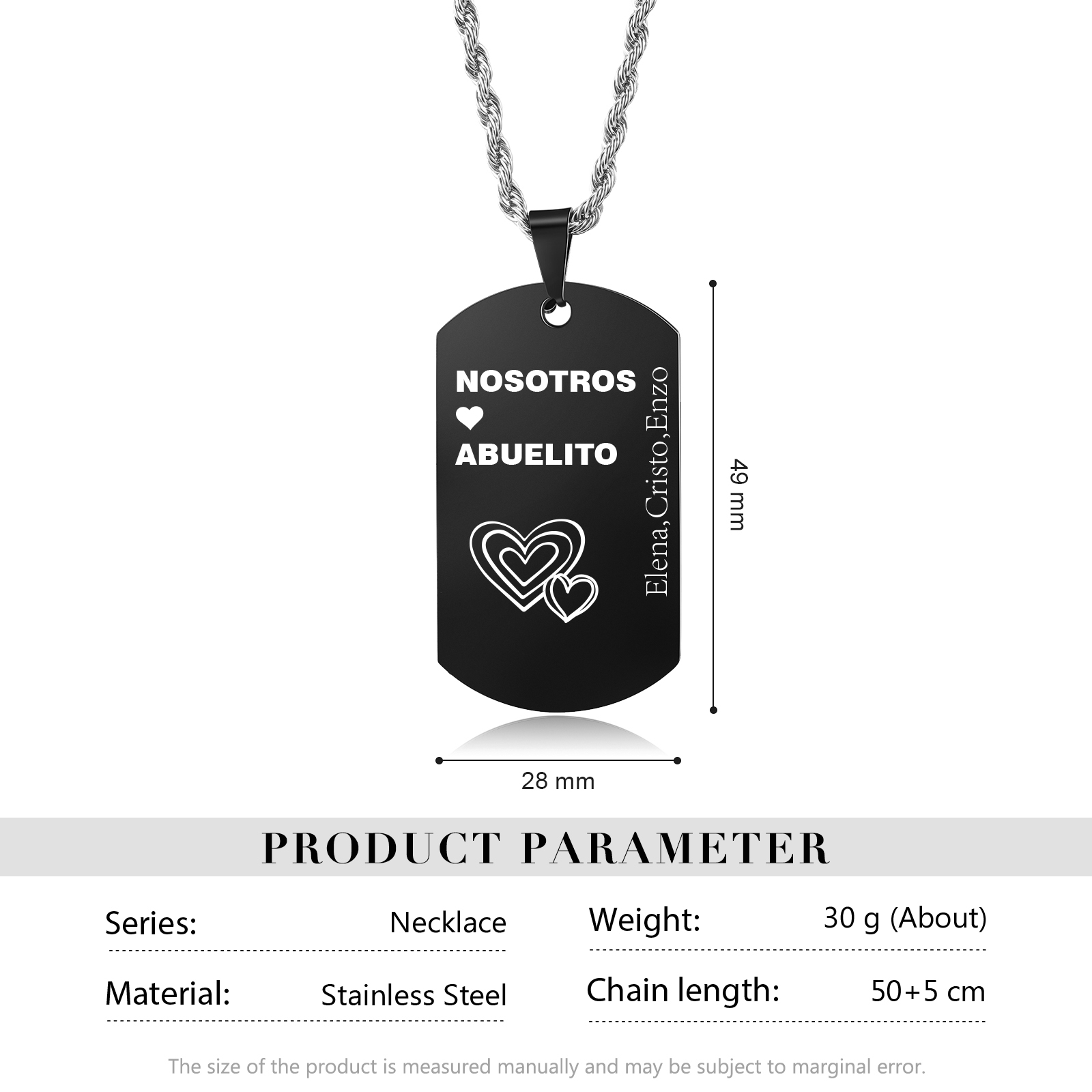 A MI ABUELO-Collar abuelo y nietos de placa personalizada con 1 texto-Jessemade ES