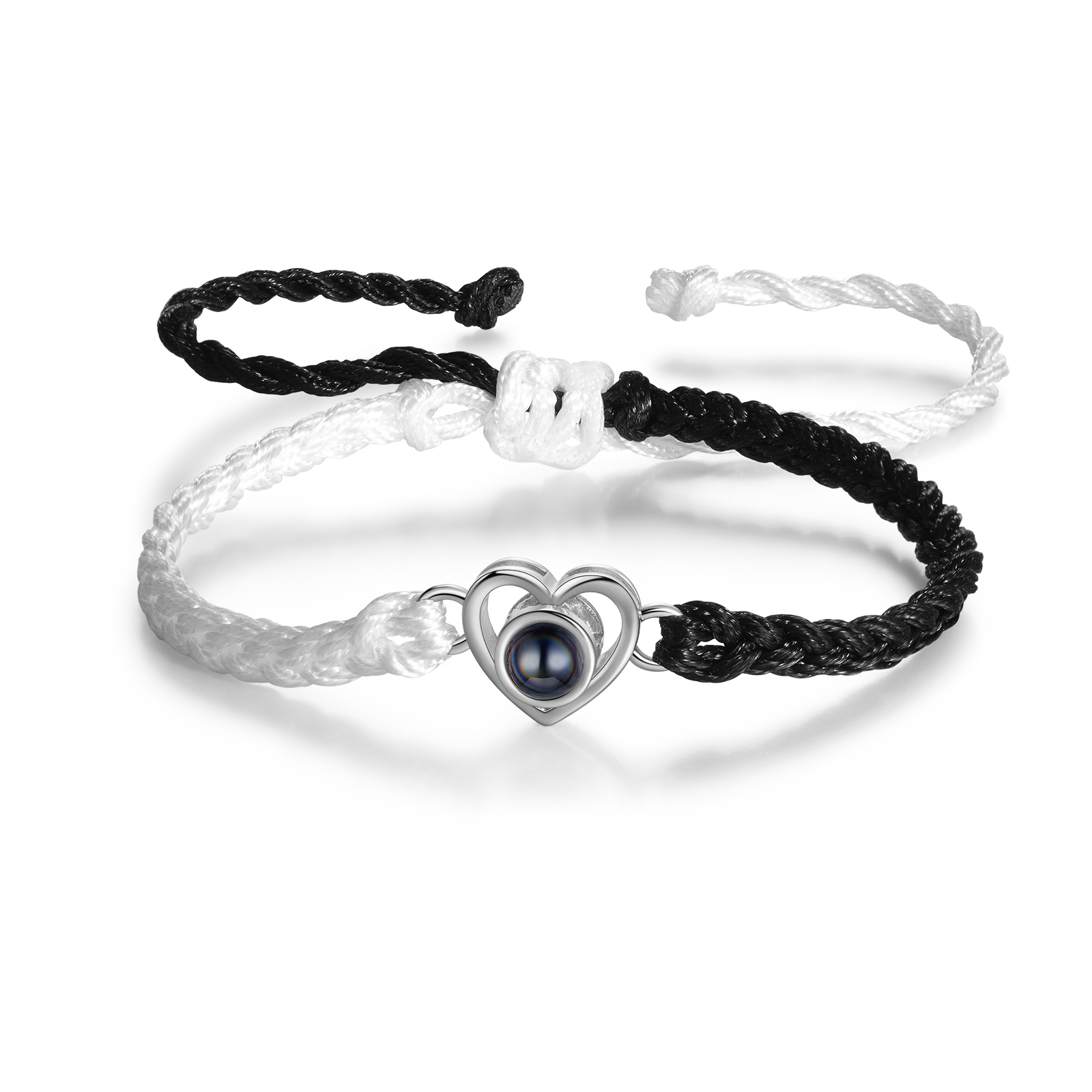 Pulsera de cuerda con proyección de foto en color con dije de corazón pulsera ajustable-Jessemade ES